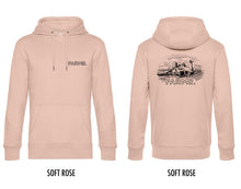 Afbeelding in Gallery-weergave laden, FARMR. Pastel Hoodie met zwart landschap logo
