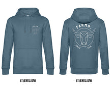 Load image into Gallery viewer, FARMR. Kleuren Hoodie met wit bull logo
