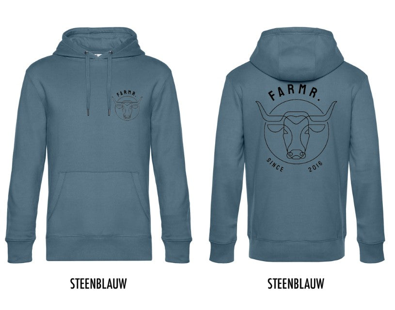 FARMR. Kleuren Hoodie met zwart bull logo