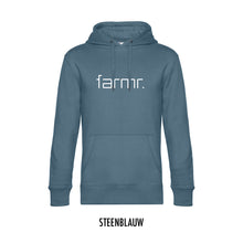 Load image into Gallery viewer, FARMR. Kleuren Hoodie met wit slim logo
