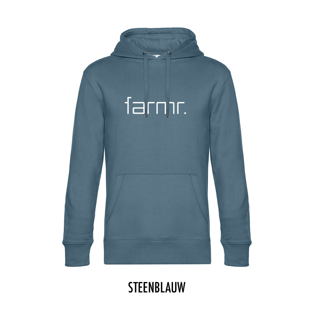 FARMR. Kleuren Hoodie met wit slim logo