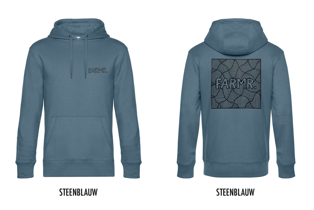 FARMR. Kleuren Hoodie met zwart square logo