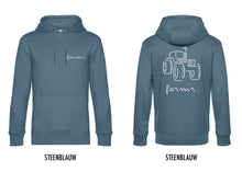 Load image into Gallery viewer, FARMR. Kleuren Hoodie met wit tractor logo
