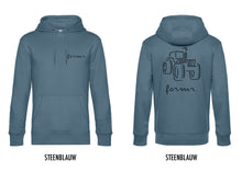 Load image into Gallery viewer, FARMR. Kleuren Hoodie met zwart tractor logo
