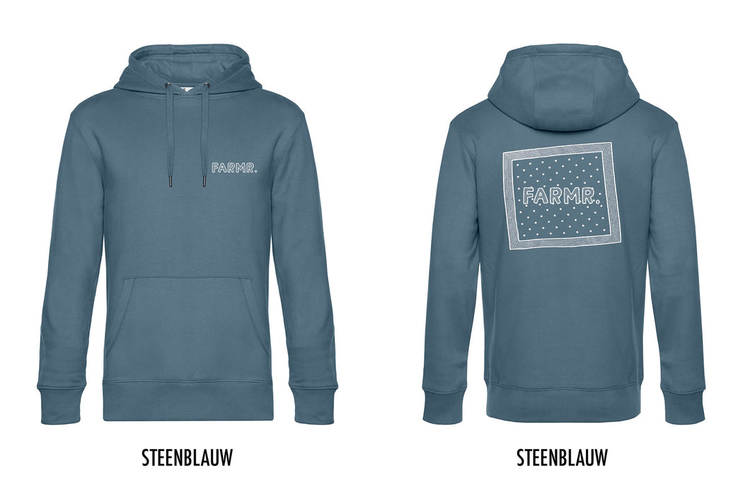 FARMR. Kleuren Hoodie met wit zakdoek logo