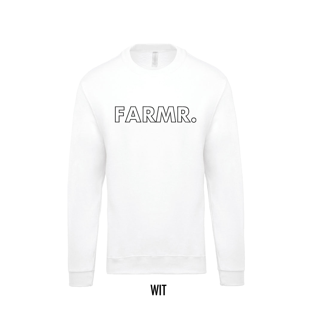 FARMR. Kids sweater met grote zwarte open letters