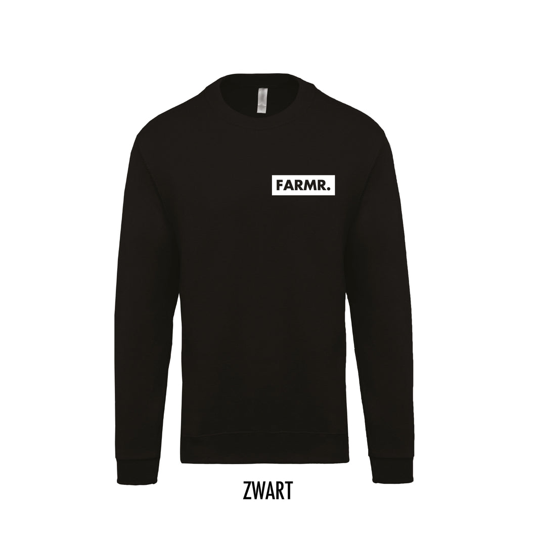 FARMR. Kids sweater met klein wit block logo