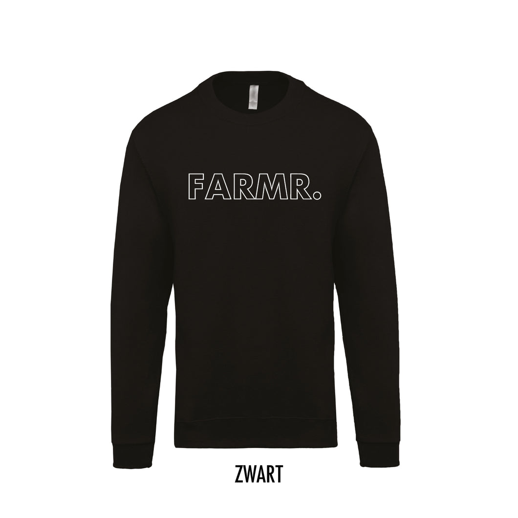 FARMR. Kids sweater met grote witte open letters