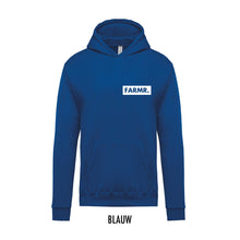 Afbeelding in Gallery-weergave laden, FARMR. Kids hoodie met klein wit block logo
