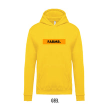 Afbeelding in Gallery-weergave laden, FARMR. Kids hoodie met geel block logo
