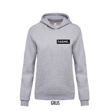 Afbeelding in Gallery-weergave laden, FARMR. Kids hoodie met klein zwart block logo
