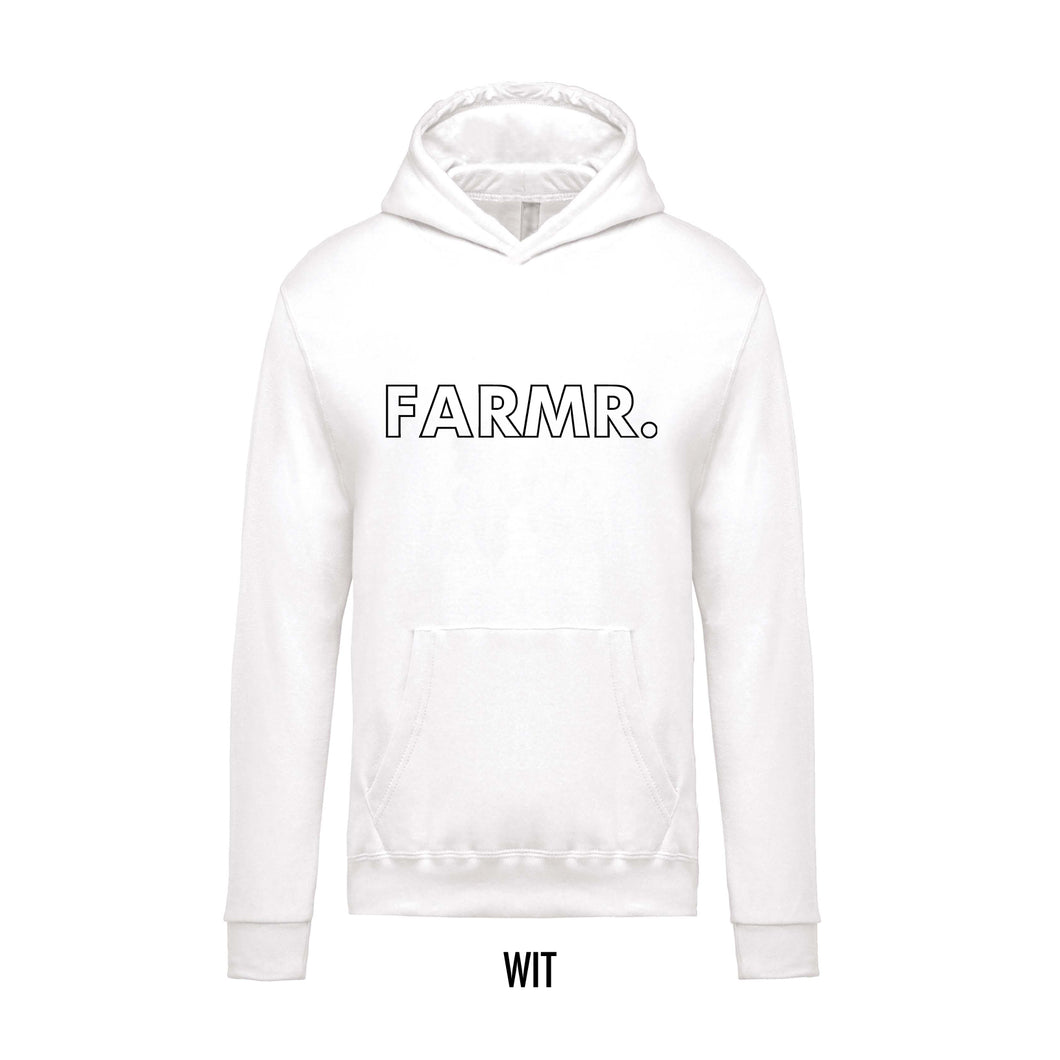 FARMR. Kids hoodie met grote zwarte open letters