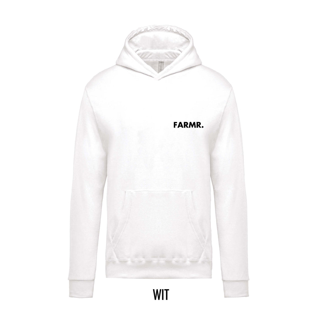 FARMR. Kids hoodie met kleine zwarte volle letters