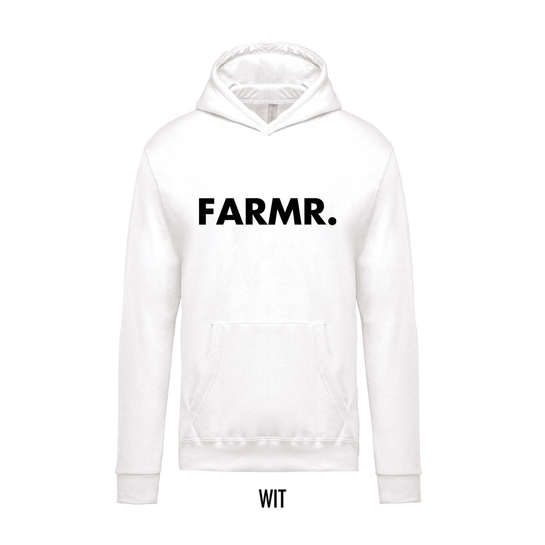 FARMR. Kids hoodie met grote zwarte volle letters