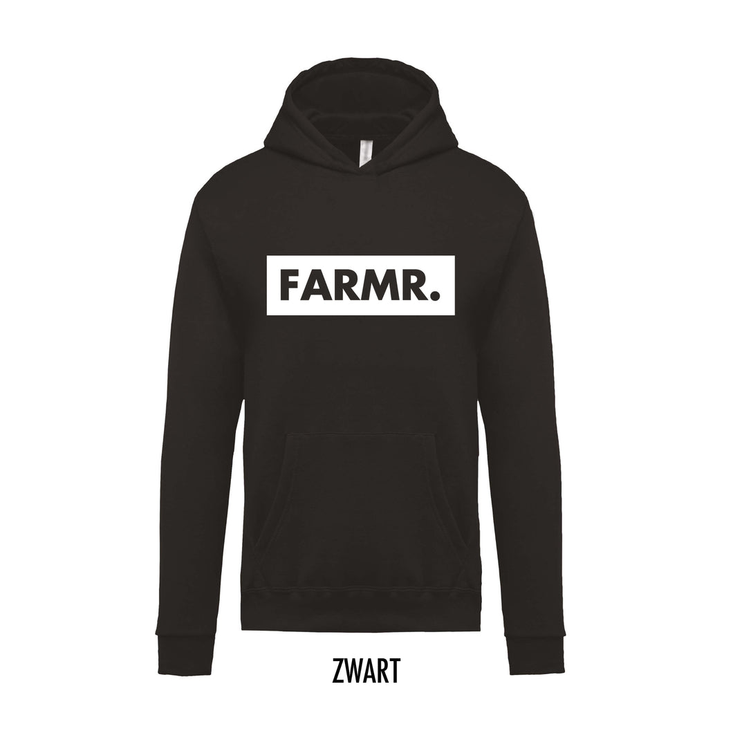 FARMR. Kids hoodie met groot wit block logo