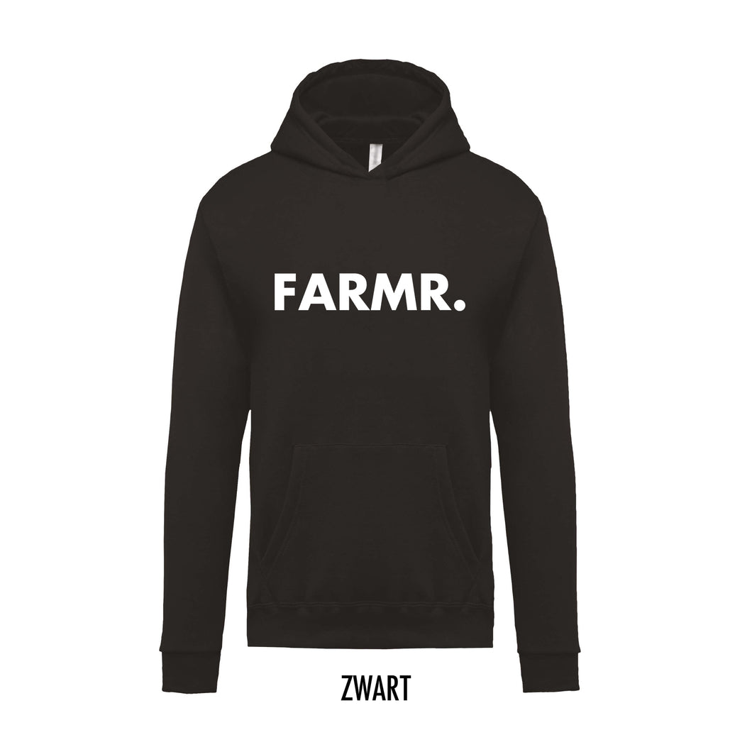 FARMR. Kids hoodie met grote witte volle letters