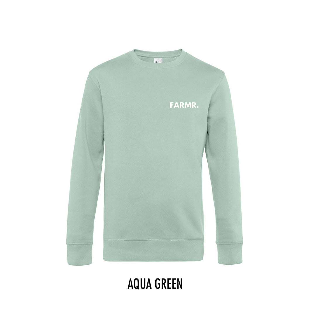 FARMR. Pastel Sweater met kleine witte volle letters