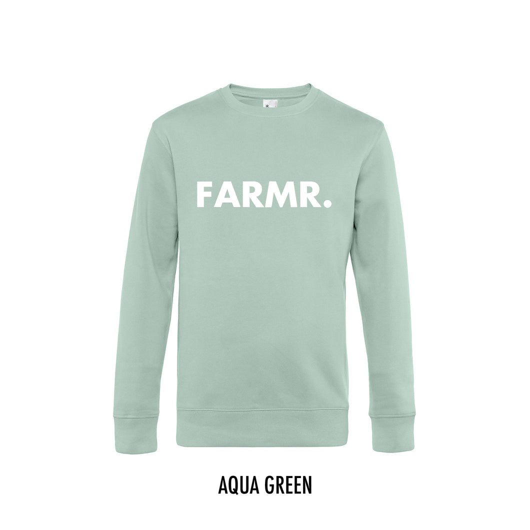 FARMR. Pastel Sweater met grote witte volle letters