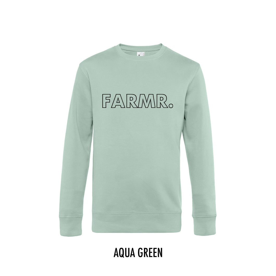 FARMR. Pastel Sweater met grote zwarte open letters