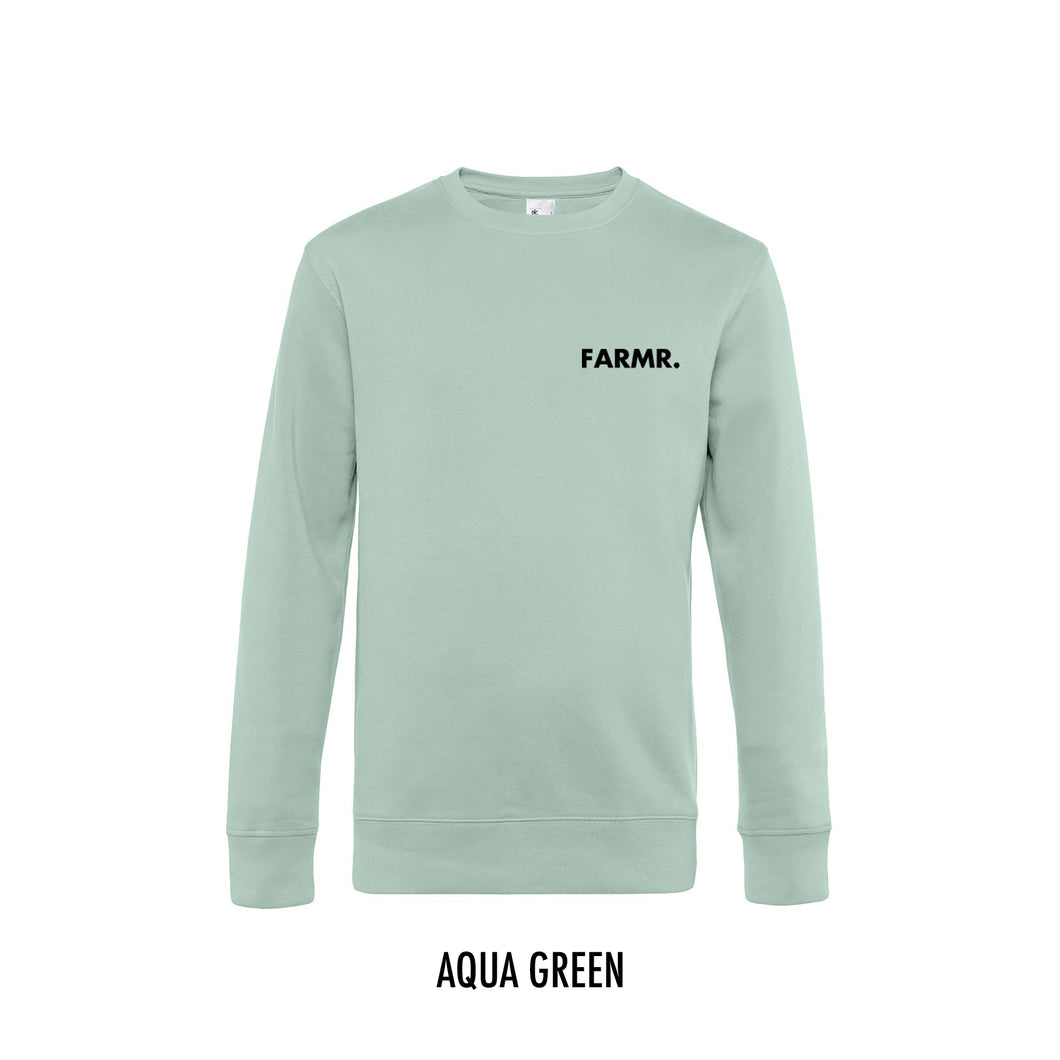 FARMR. Pastel Sweater met kleine zwarte volle letters