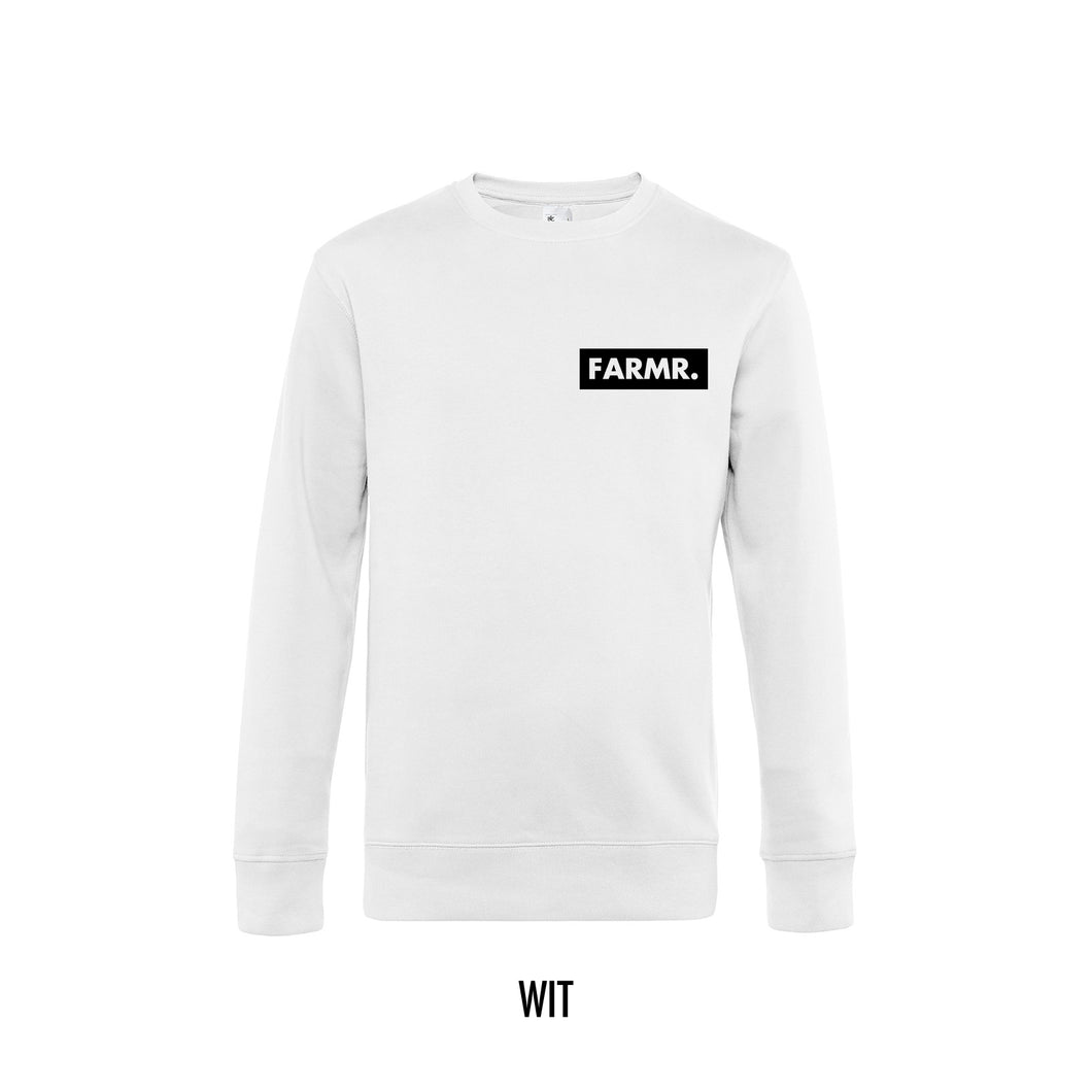 FARMR. Basic Sweater met klein zwart block logo