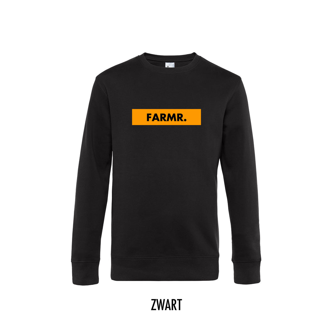 FARMR. Basic Sweater met geel block logo