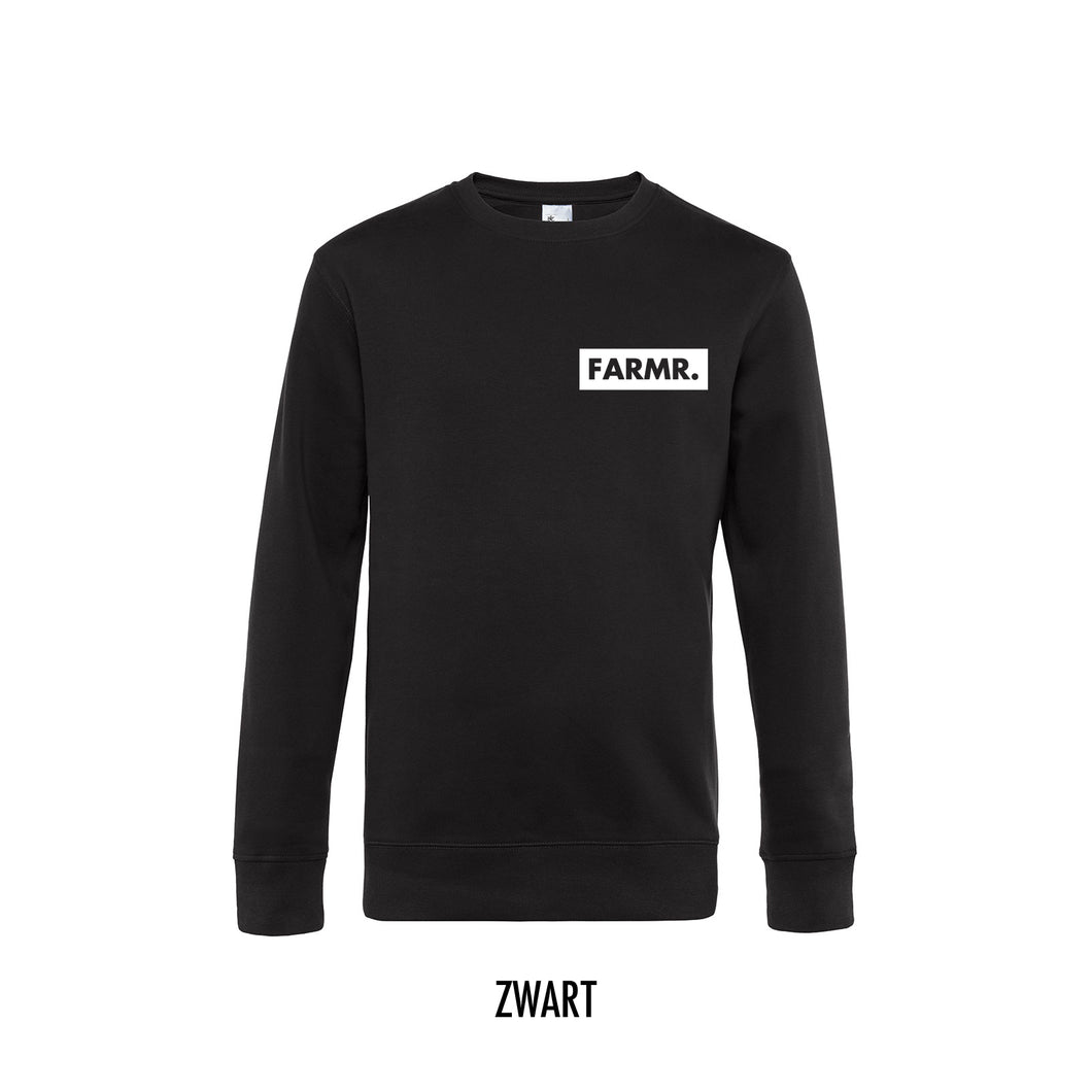 FARMR. Basic Sweater met klein wit block logo