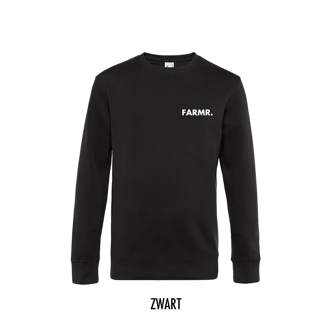 FARMR. Basic Sweater met kleine witte volle letters