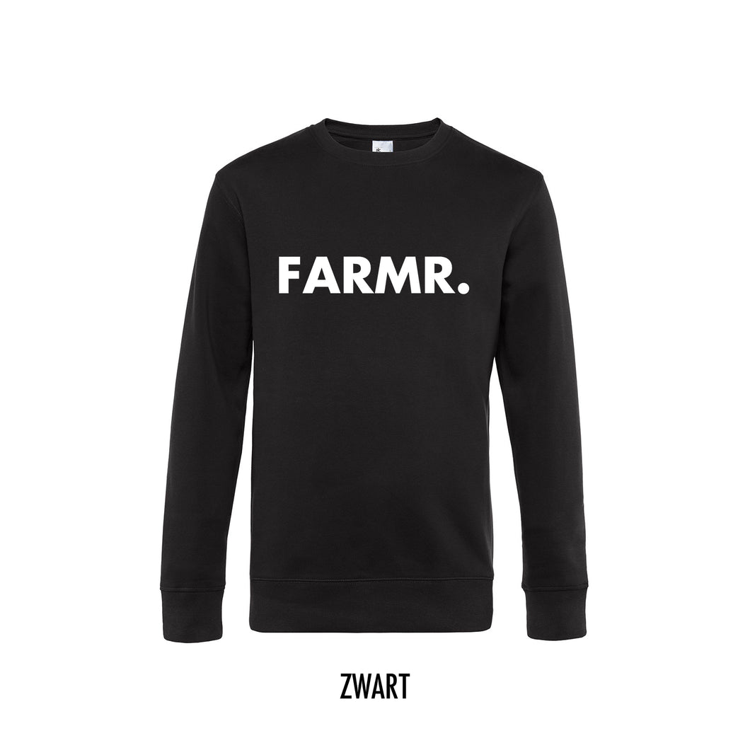 FARMR. Basic Sweater met grote witte volle letters