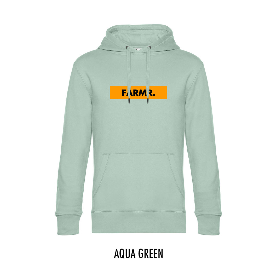 FARMR. Pastel Hoodie met geel block logo