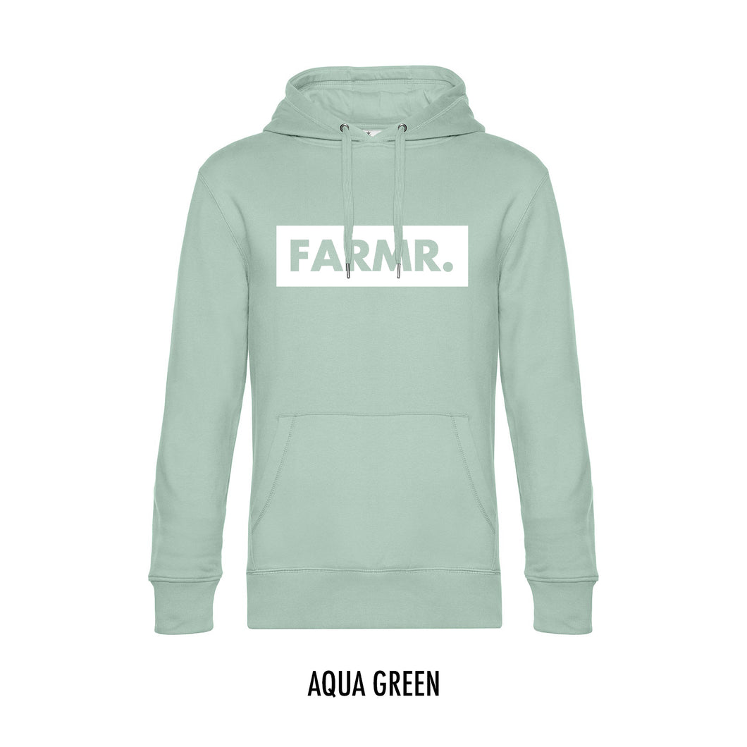 FARMR. Pastel Hoodie met groot wit block logo