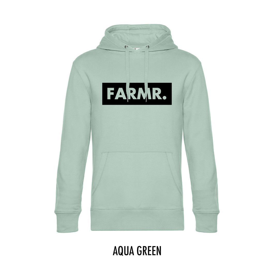 FARMR. Pastel Hoodie met groot zwart block logo