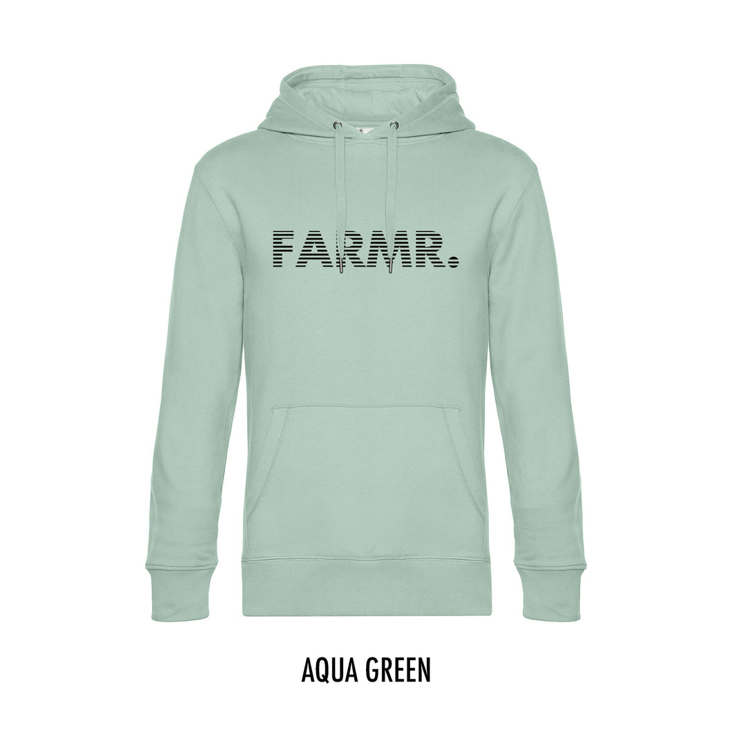 FARMR. Pastel Hoodie met zwart stripe logo