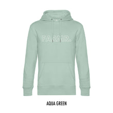 Afbeelding in Gallery-weergave laden, FARMR. Pastel Hoodie met grote witte open letters
