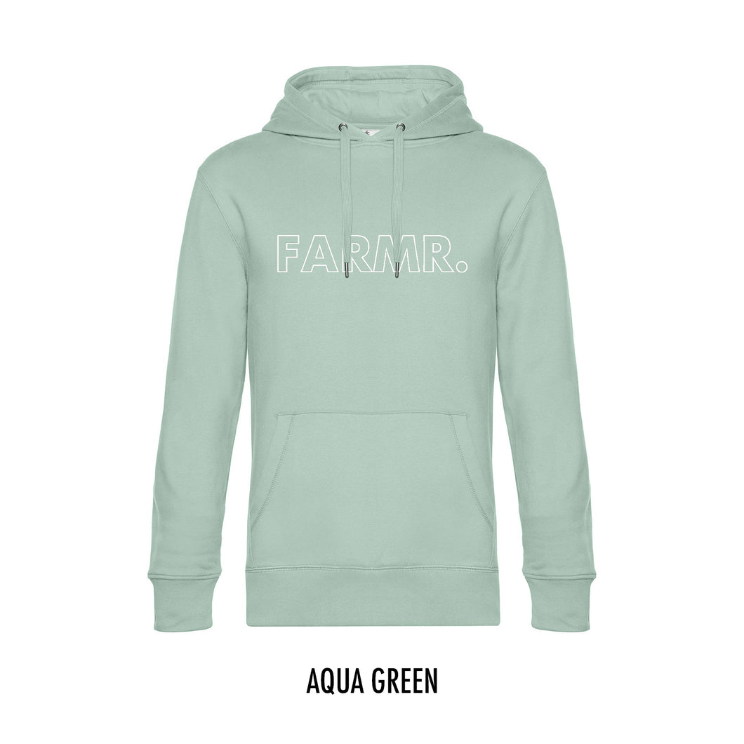 FARMR. Pastel Hoodie met grote witte open letters