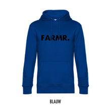 Load image into Gallery viewer, FARMR. Kleuren Hoodie met grote zwarte volle letters
