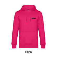 Load image into Gallery viewer, FARMR. Kleuren Hoodie met kleine zwarte volle letters
