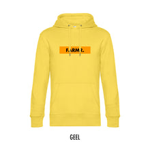 Load image into Gallery viewer, FARMR. Kleuren Hoodie met geel block logo
