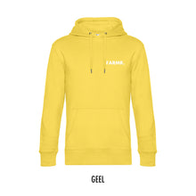 Load image into Gallery viewer, FARMR. Kleuren Hoodie met kleine witte volle letters
