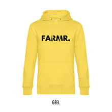 Load image into Gallery viewer, FARMR. Kleuren Hoodie met grote zwarte volle letters
