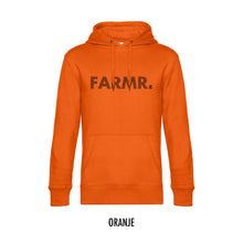 Load image into Gallery viewer, FARMR. Kleuren Hoodie met zwart stripe logo
