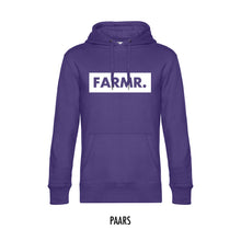 Load image into Gallery viewer, FARMR. Kleuren Hoodie met groot wit block logo
