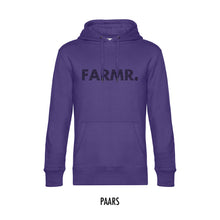 Load image into Gallery viewer, FARMR. Kleuren Hoodie met zwart stripe logo
