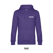 Load image into Gallery viewer, FARMR. Kleuren Hoodie met kleine witte volle letters
