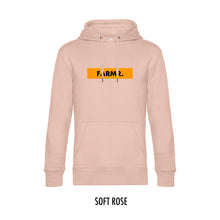 Afbeelding in Gallery-weergave laden, FARMR. Pastel Hoodie met geel block logo
