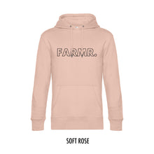 Afbeelding in Gallery-weergave laden, FARMR. Pastel Hoodie met grote zwarte open letters
