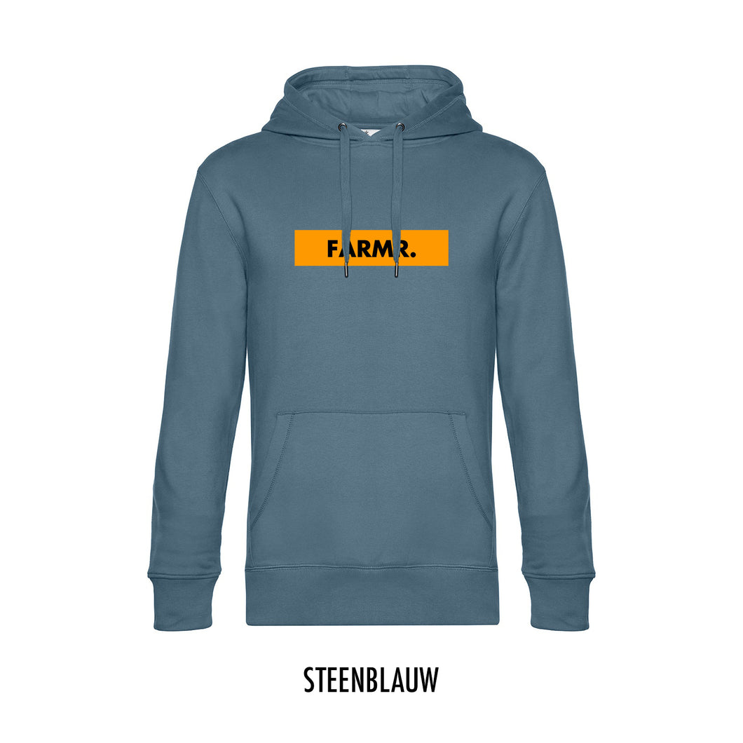 FARMR. Kleuren Hoodie met geel block logo