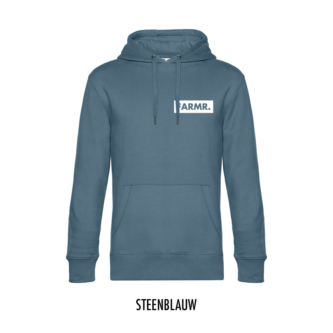 FARMR. Kleuren Hoodie met klein wit block logo