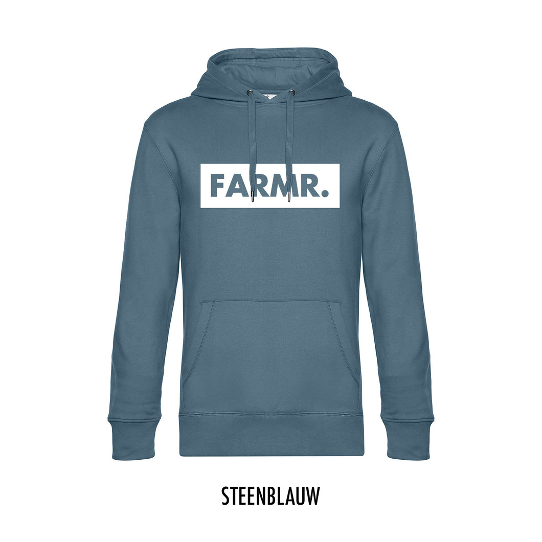 FARMR. Kleuren Hoodie met groot wit block logo