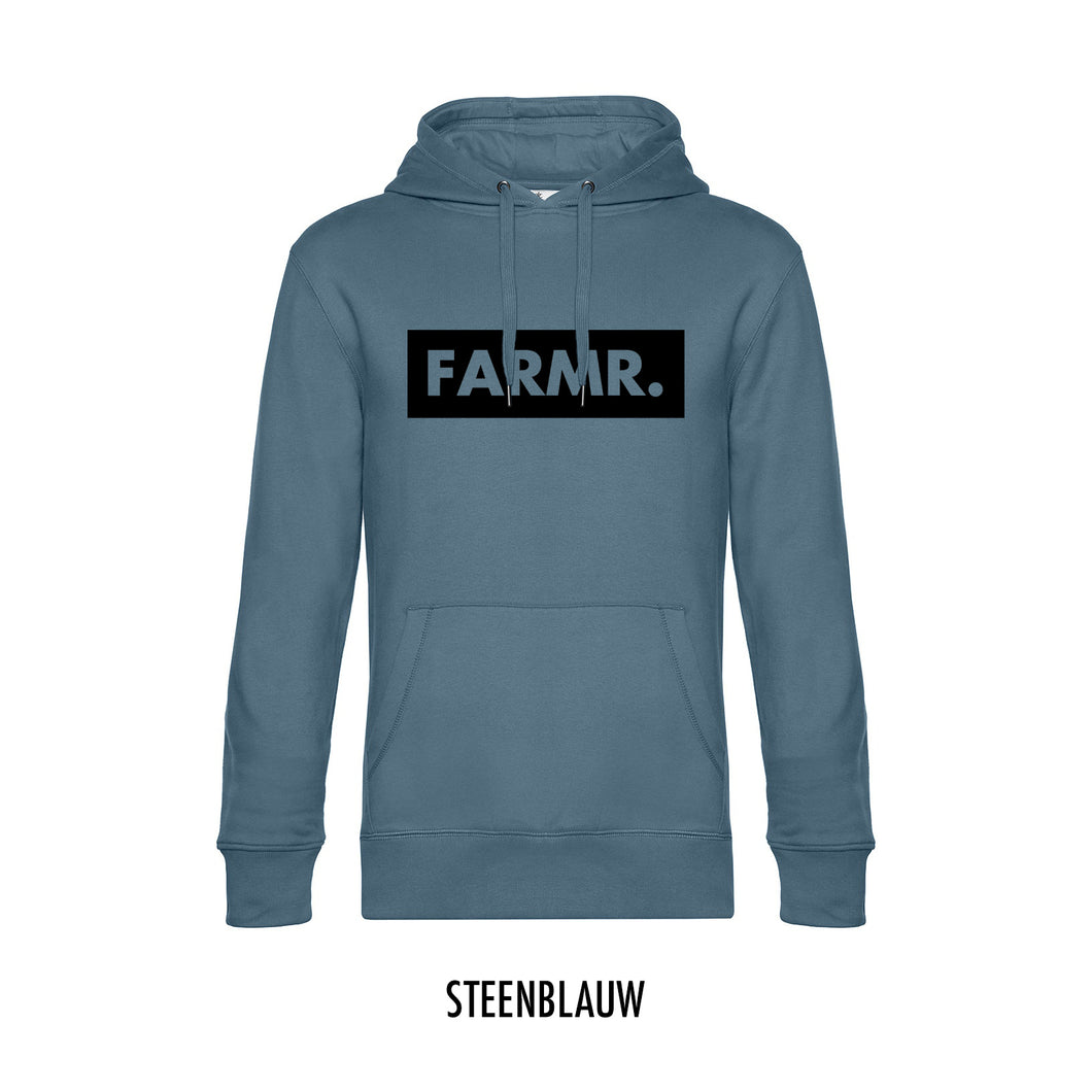 FARMR. Kleuren Hoodie met groot zwart block logo